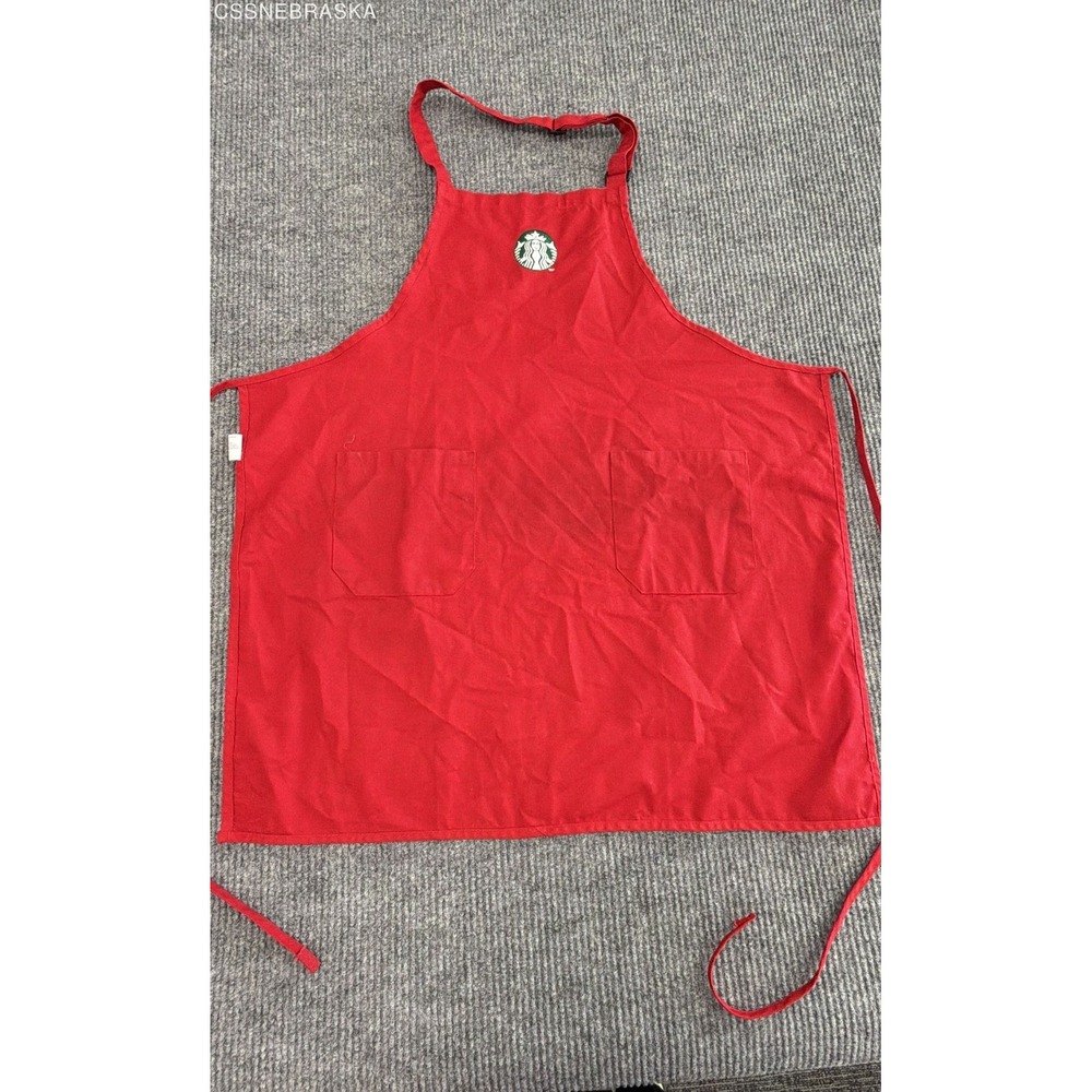 Starbucks‎ Unisex Red Holiday Barista Apron 2-Pocket Siren Logo Size M